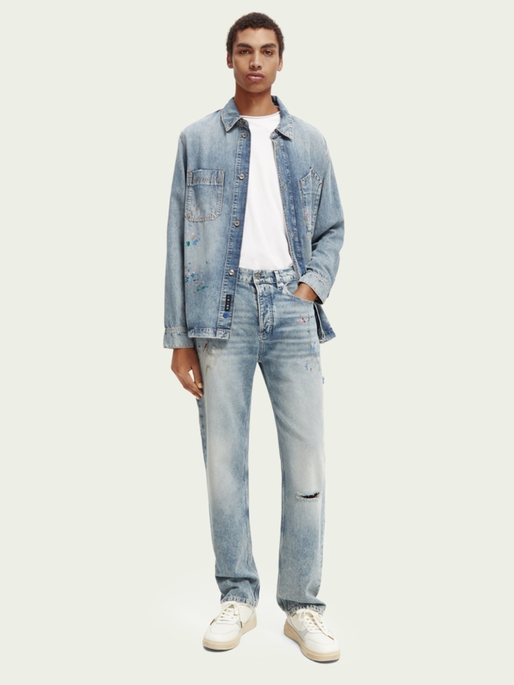 Scotch & Soda Straight-Leg Jeans Paint-Splatter The Verve Workwear Denim 34/32